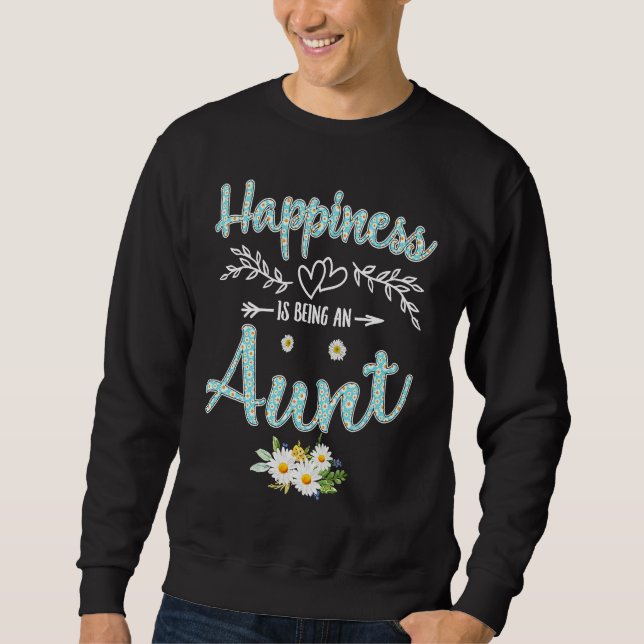 Happiness Is Being An Aunt Women Daisy Flower Deco Sweatshirt (Front)