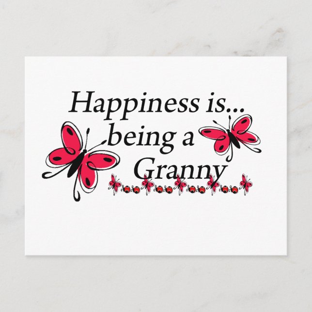 Happiness Is Being An Granny BUTTERFLY Postcard (Front)