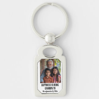 Happiness is Being Grandpa to Name Family Photo  Key Ring