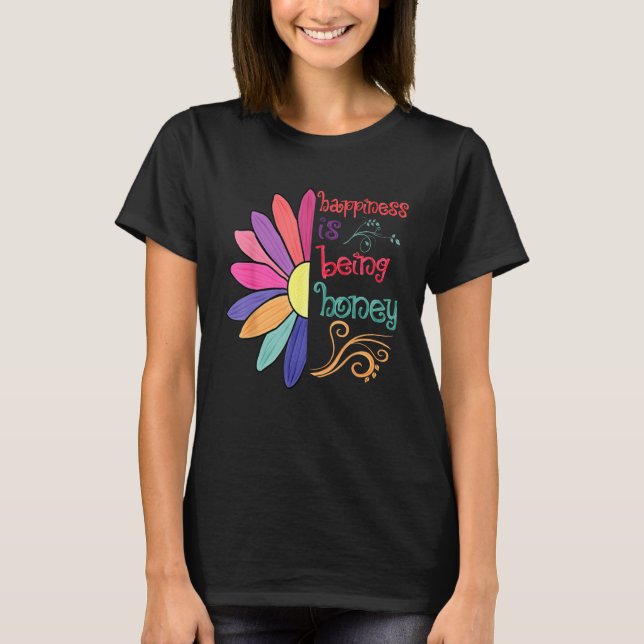 Happiness Is Being Honey Grandma To Be Sunflower M T-Shirt (Front)
