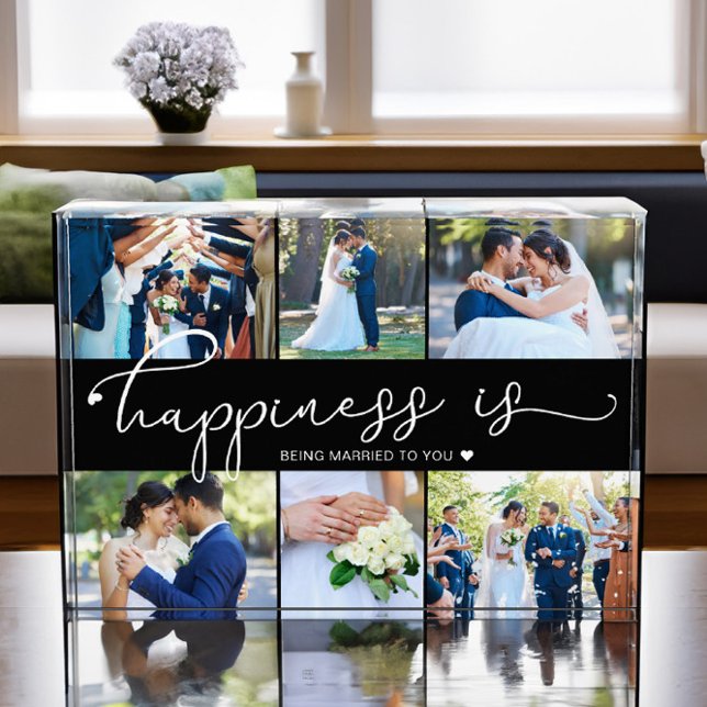 Happiness is being Married to You 6 Photo Block (Acrylic wedding photo block - happiness is being married to you - by Darling & May)