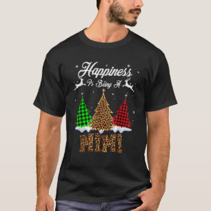Happiness Is Being Mimi Christmas Tree Leopard Pla T-Shirt