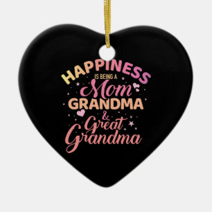 Happiness is being mum, grandma and great grandma ceramic ornament