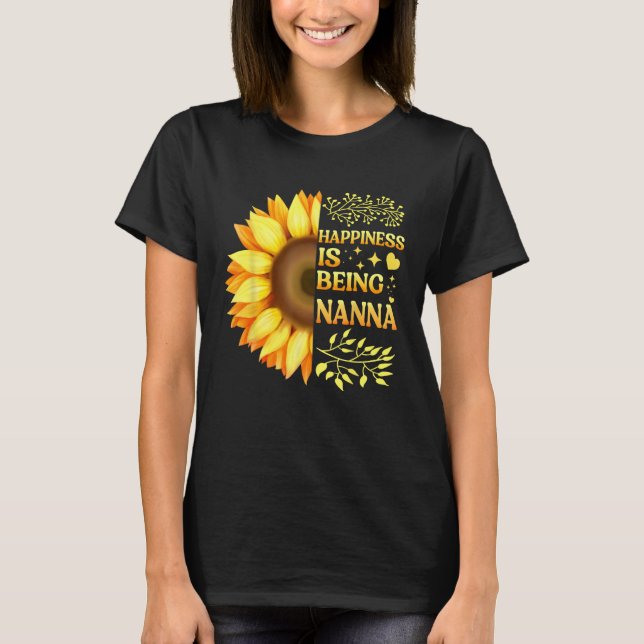 Happiness Is Being Nanna Grandma To Be Sunflower M T-Shirt (Front)
