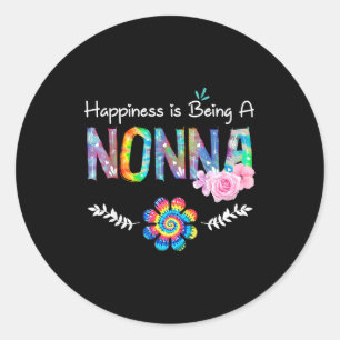 Happiness is being nonna flower tie dye mother's classic round sticker