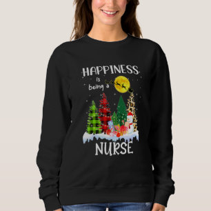 Happiness Is Being Nurse Leopard Christmas Tree Sn Sweatshirt