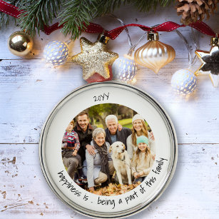 Happiness is Being Part of this Family Cute Photo Metal Ornament
