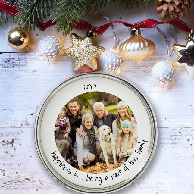 Happiness is Being Part of this Family Cute Photo Metal Ornament (Creator Uploaded)