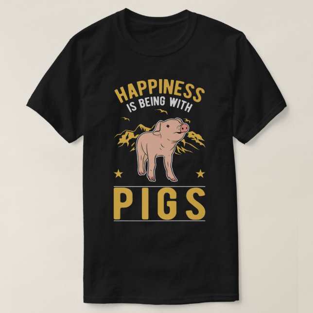 Happiness Is Being With Pigs Premium 2635  T-Shirt (Design Front)