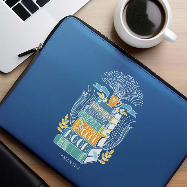 Happiness is Coffee and Books Personalised Laptop Sleeve (Creator Uploaded)