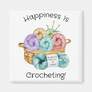 Happiness Is Crocheting Personalised Magnet