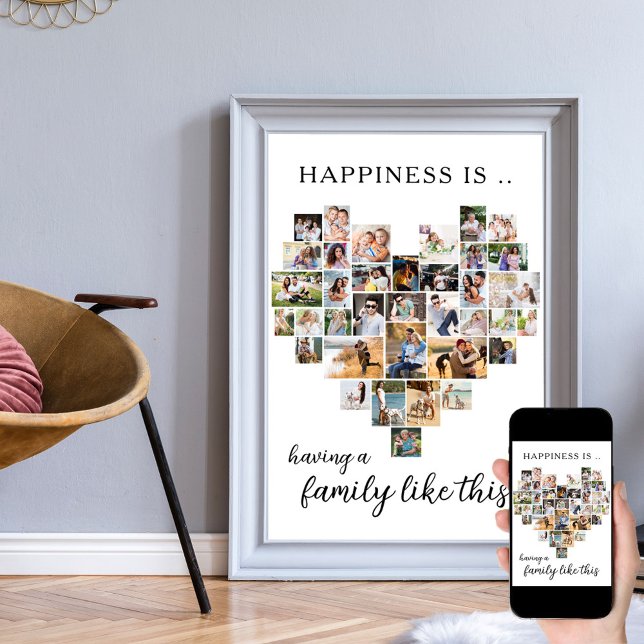 Happiness is Family like This Heart Shaped Collage Poster (Creator Uploaded)