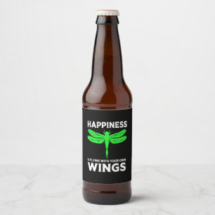 Happiness Is Flying With Dragonfly Beer Bottle Label
