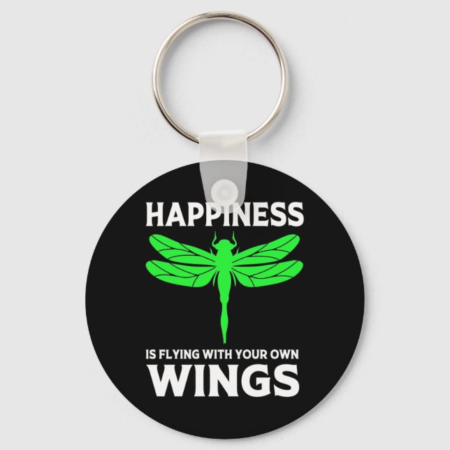 Happiness Is Flying With Dragonfly Key Ring (Front)