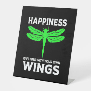 Happiness Is Flying With Dragonfly Pedestal Sign