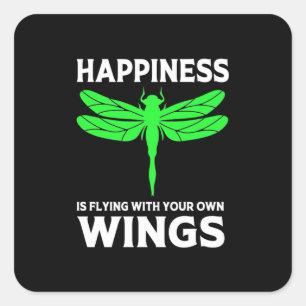 Happiness Is Flying With Dragonfly Square Sticker