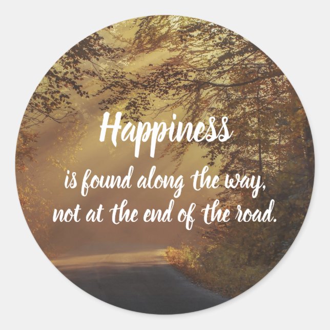 Happiness is Found Along the Way Custom Photo Classic Round Sticker (Front)