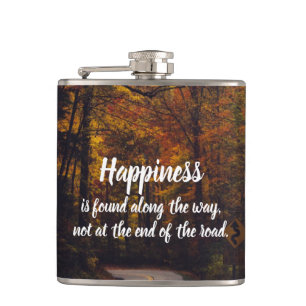 Happiness is Found Along the Way Custom Photo Hip Flask