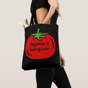 Happiness is homegrown red tomato shoulder tote bag