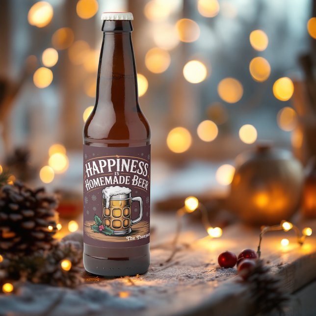 Happiness Is Homemade Beer Christmas Holiday Beer Bottle Label (Happiness Is Homemade Beer Christmas Holiday Beer Bottle Label)