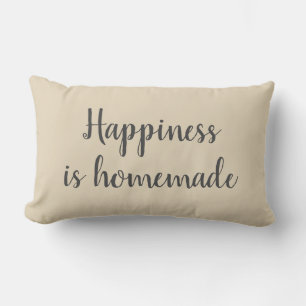 Happiness is Homemade Beige Lumbar Cushion