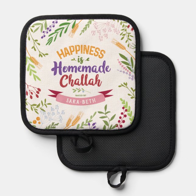 Happiness is Homemade Challah Personalised Pot Holder (Front/Back)