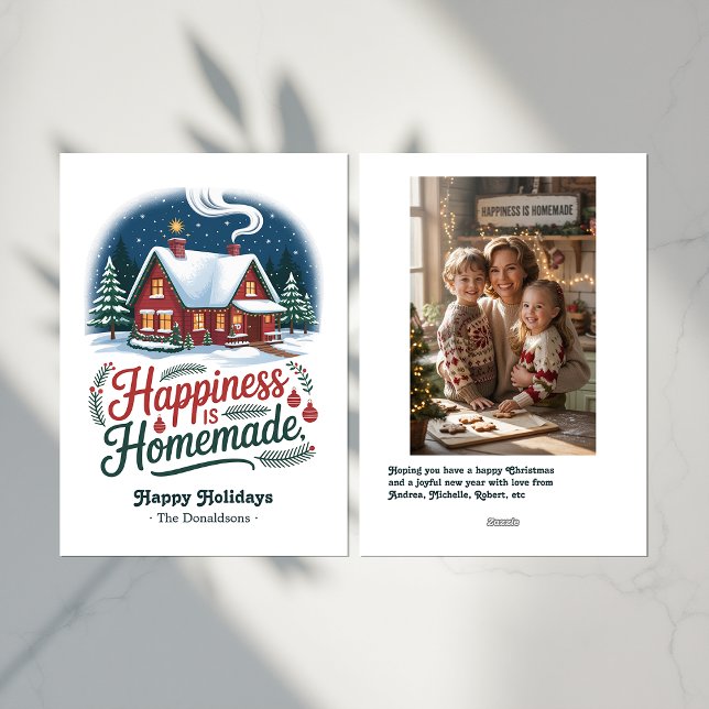 Happiness Is Homemade Cosy Cabin Christmas Holiday Card (Happiness Is Homemade Cozy Cabin Christmas Holiday Card)