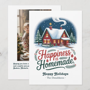 Happiness Is Homemade Cosy Cabin Christmas Holiday Card