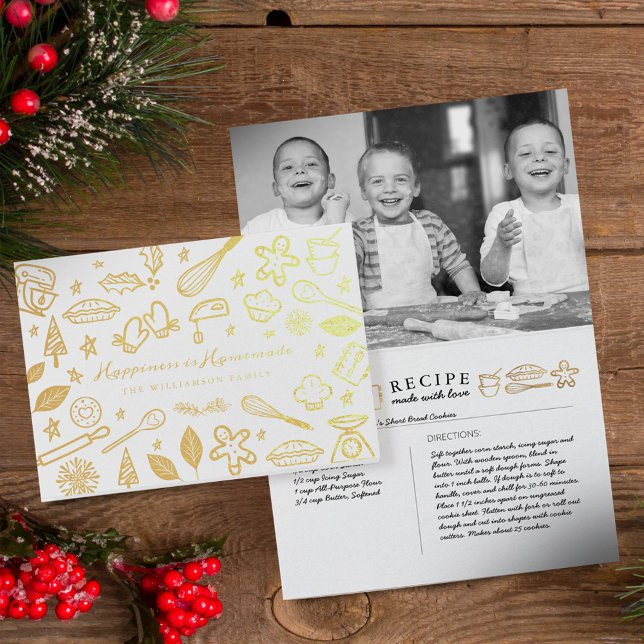 Happiness Is Homemade Family Baking Recipe Photo Foil Card (Happiness Is Homemade Family Baking Recipe Photo Foil Card)