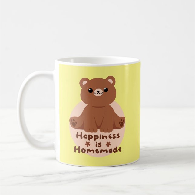 Happiness is homemade Kawaii cute baby bear brown  Coffee Mug (Left)