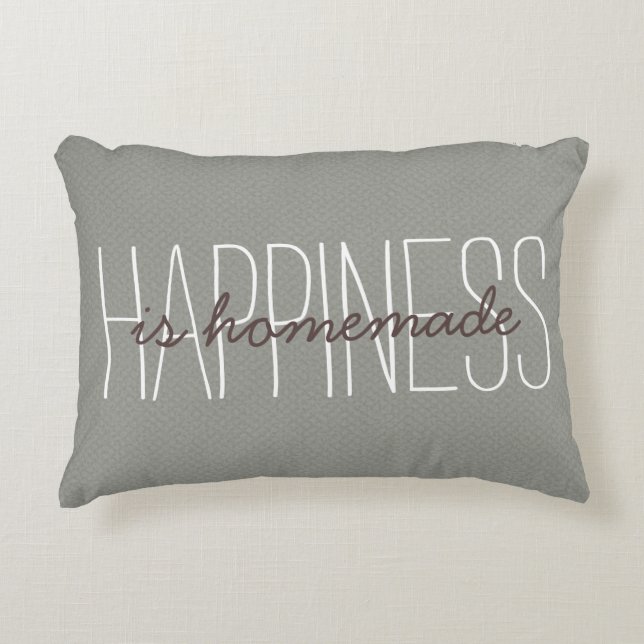 Happiness Is Homemade Quote Evergreen Decorative Decorative Cushion (Front)