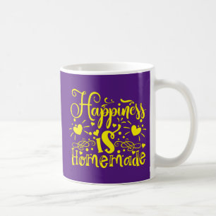 Happiness is Homemade Quote Purple Yellow Coffee Mug