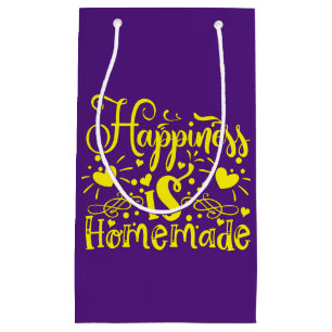 Happiness is Homemade Quote Purple Yellow Small Gift Bag
