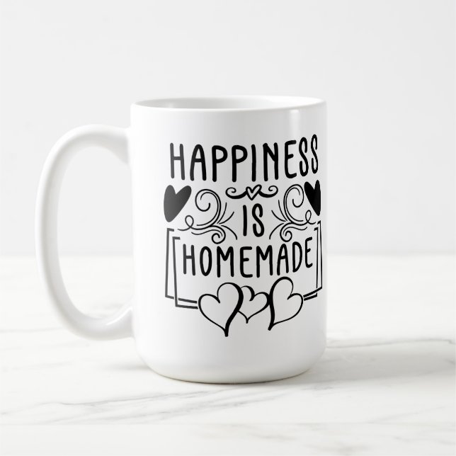 Happiness Is Homemade Rustic Kitchen Quote Design Coffee Mug (Left)