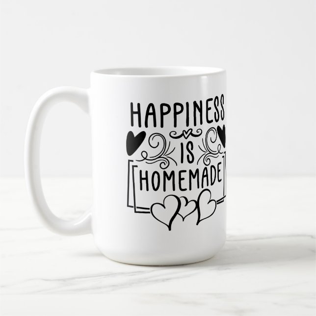 Happiness Is Homemade Rustic Kitchen Quote Design Coffee Mug (Left)