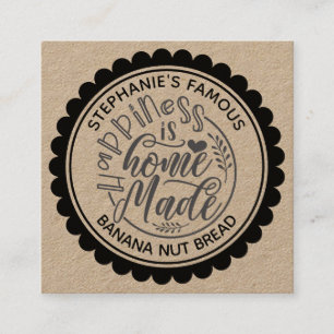 Happiness Is Homemade Vintage Kraft Paper Square Business Card