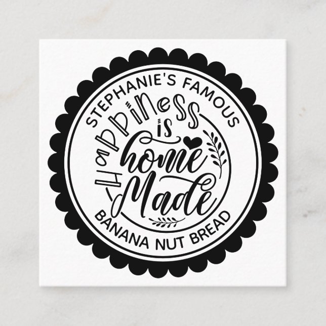 Happiness Is Homemade Vintage Square Business Card (Front)