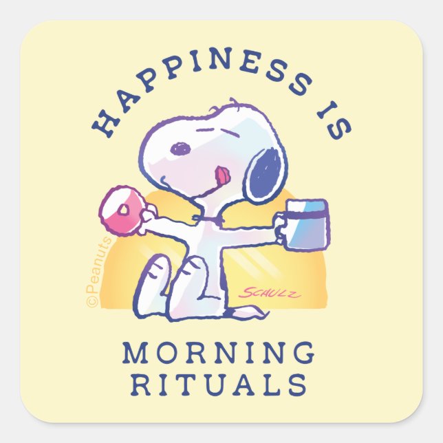Happiness is Morning Rituals Square Sticker (Front)
