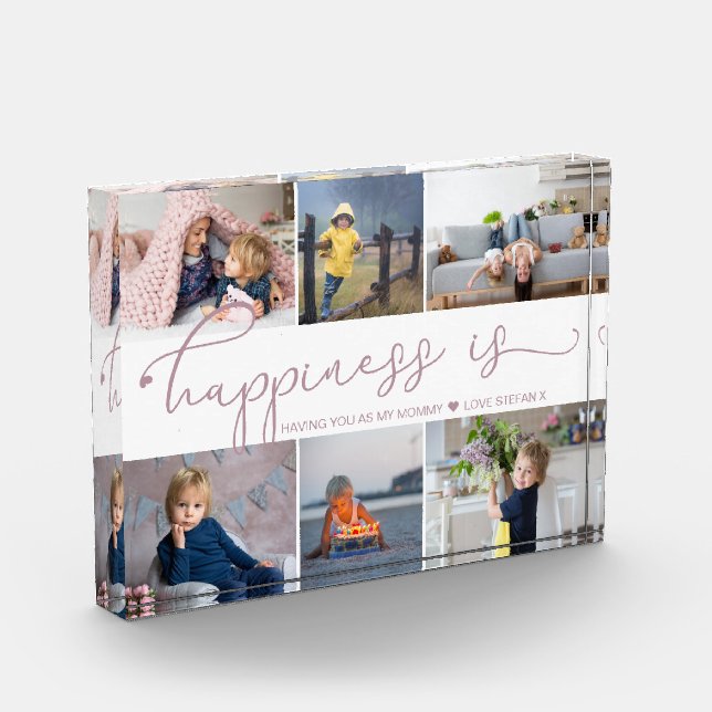 Happiness is | Mummy 6 Photo Collage Block (Left)