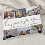 Happiness is | Nana 6 Photo Collage Decorative Cushion<br><div class="desc">Photo collage with 6 of your favourite photos and your personalised text. "happiness is" is hand lettered in cute, elegant calligraphy with a love heart, and the template is set up for you to finish the quote. The sample wording reads "happiness is having you as my nana ♥ love [name]...</div>