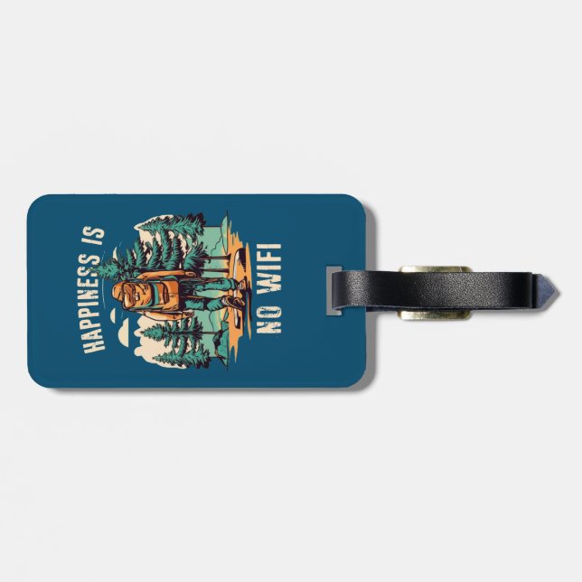 Happiness Is No Wifi Backpacking Luggage Tag (Back Horizontal)