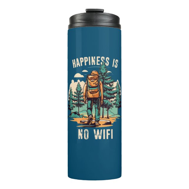 Happiness Is No Wifi Backpacking Thermal Tumbler (Front)