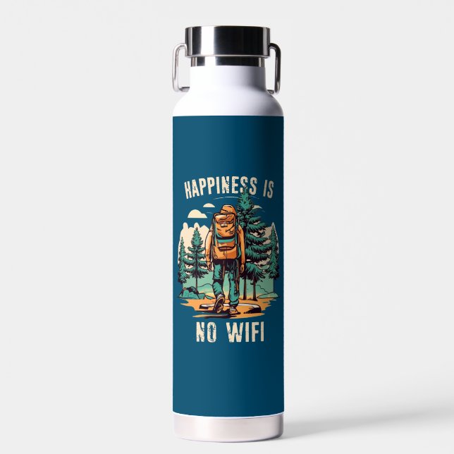 Happiness Is No Wifi Backpacking Water Bottle (Front)