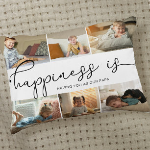 Happiness is   Papa 6 Photo Collage Decorative Cushion