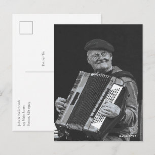Happiness Is, Paris Musician Black & White Art Postcard