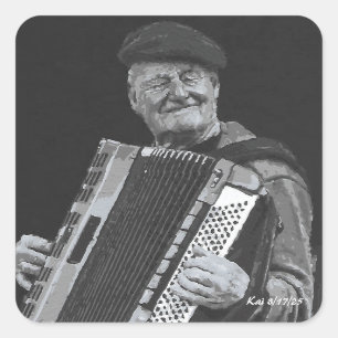 Happiness Is, Paris Musician Black & White Art Square Sticker