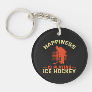 Happiness is Playing Ice Hockey Key Ring