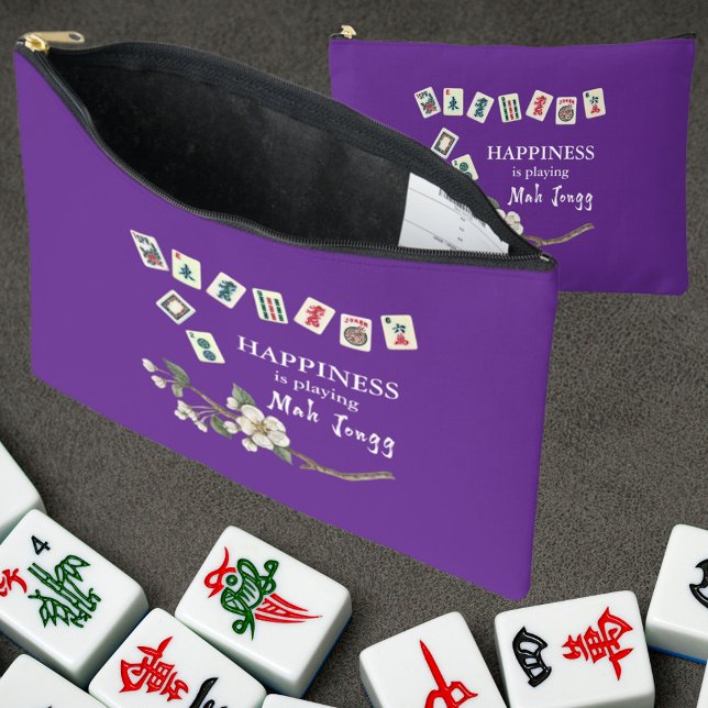 Happiness is playing Mah Jongg w/ the Girls Purple Accessory Pouch (Creator Uploaded)