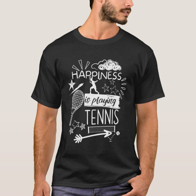 Happiness Is Playing Tennis Girls Women Tennis T-Shirt (Front)