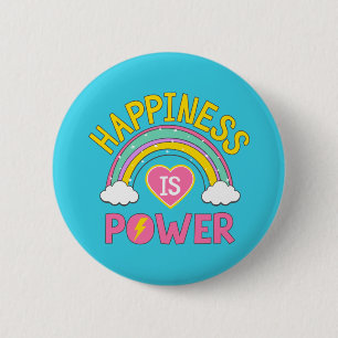 Happiness is Power Rainbow 6 Cm Round Badge